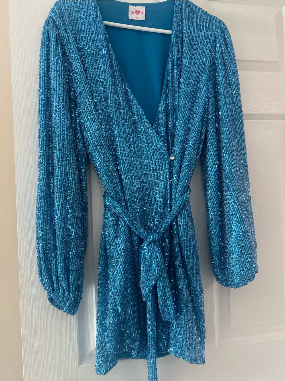 Teal Blue Sequin Wrap Mini Dress. Purchased to see the Backstreet Boys